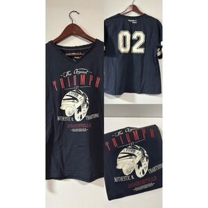 Triumph Motorcycle Heavyweight T-Shirt Sz LG Collegiate Stripped Sleeve Utah